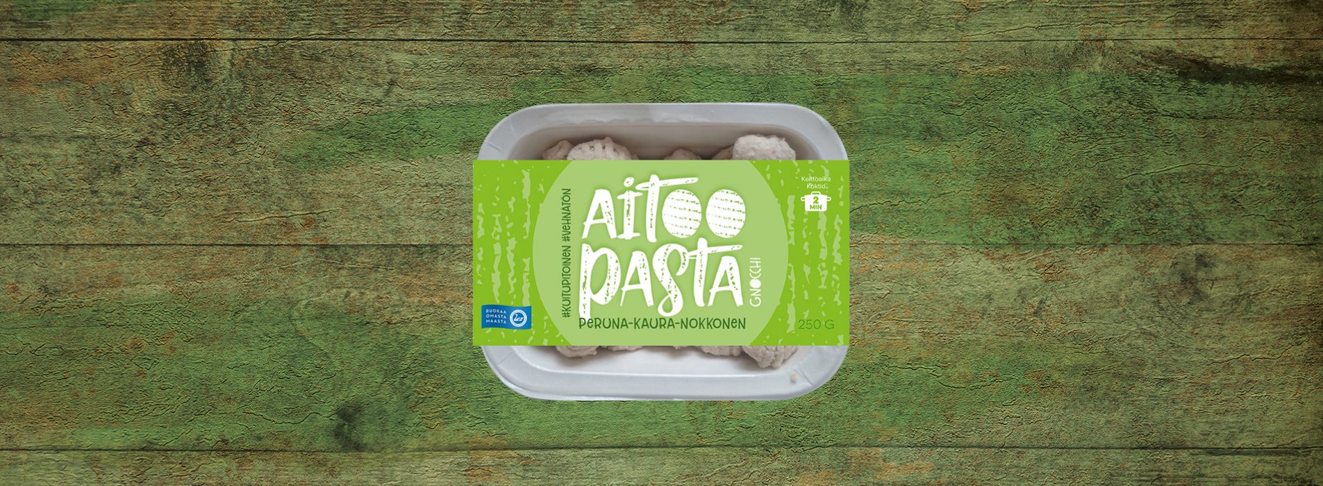 Aitoo-Pasta Peruna-Kaura-Nokkonen pakkaus