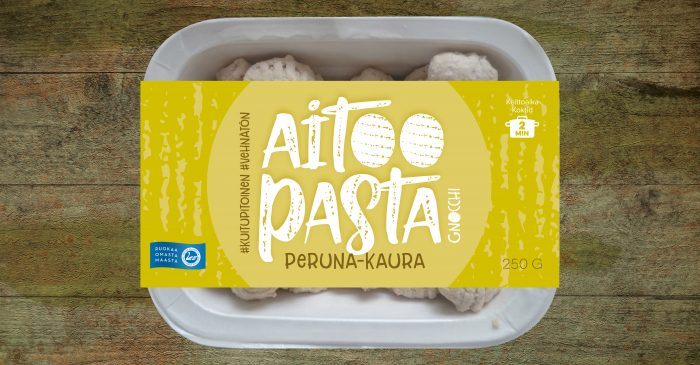 Aitoo-Pasta peruna-kaura pakkaus