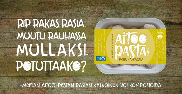 Aitoo-Pasta peruna-kaura maatuva pakkaus